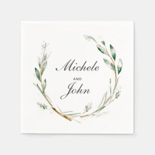 Serviette En Papier Aquarelle Wreath Mariages Noms Papier