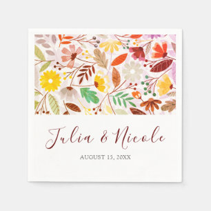 Serviette En Papier Aquarelles vives Fleurs de tulipe d'été Mariage