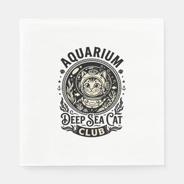 Serviette En Papier Aquarium Chat de mer profond Graphique de chat drô (Devant)