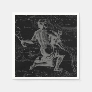 Serviette En Papier Aquarius Constellation Hevelius 1690 sur Noir
