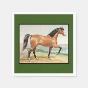 Serviette En Papier Arabian Bay Horse Aquarelle Vintage Art