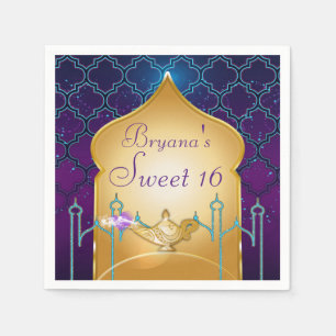 Serviette En Papier Arabian Nights Gold Magic Lamp Party