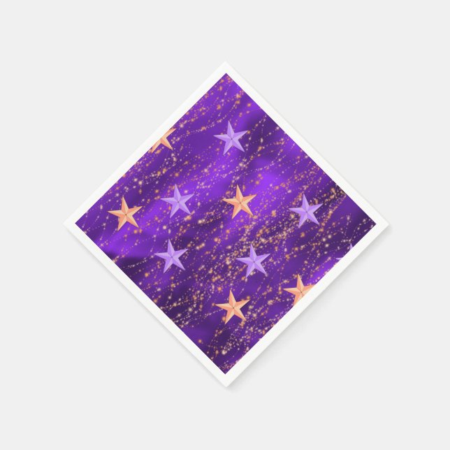 Serviette En Papier Arabian Nights Purple & Gold Stars (Coin)