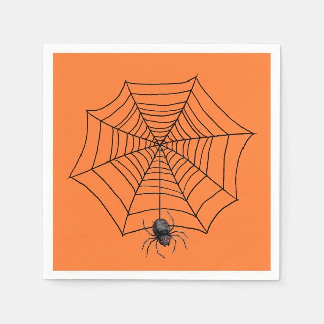 Serviette En Papier Araignée d'Halloween dans une toile  (Devant)