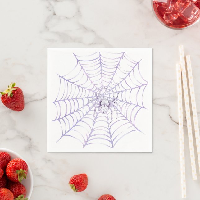 Serviette En Papier Araignée d'Halloween lavande sur toile (En situation)