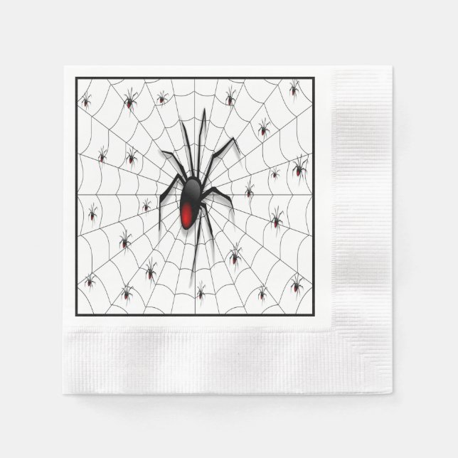 Serviette En Papier Araignée et bébés veuves noirs - (Devant)