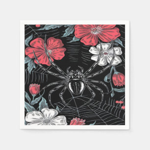Serviette En Papier Araignée romantique foncée Floral