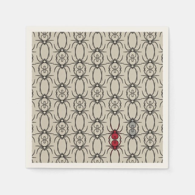 Serviette En Papier Araignées - Blanche d'os et Noir de chaume (Devant)