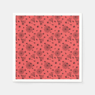 Serviette En Papier Araignées d'Halloween et Webs en rouge