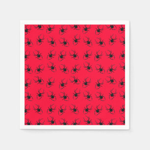 Serviette En Papier Araignées noires en rouge