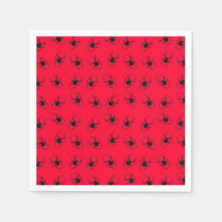 Serviette En Papier Araignées noires en rouge
