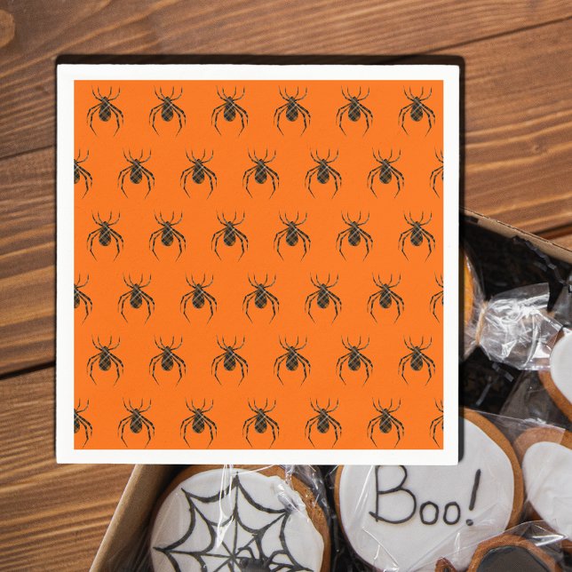Serviette En Papier araignées plaid en néon orange (Créateur téléchargé)