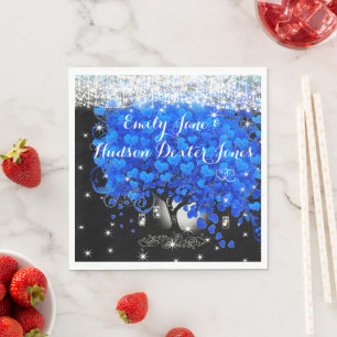 Serviette En Papier Arbre à feuilles en forme de cœur bleu royal éléga