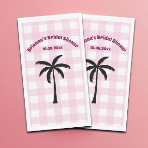 Serviette En Papier Arbre à Palmes Blanc Rose Damier Baby Shower
