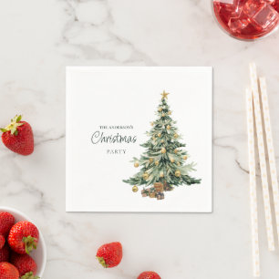 Serviette En Papier Arbre aquarelle élégant Fête de Noël