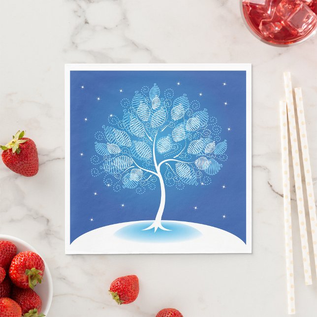 Serviette En Papier Arbre Blanc Dans La Neige (Créateur téléchargé)