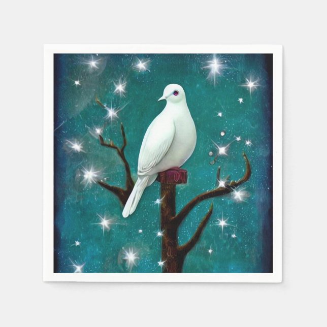 Serviette En Papier Arbre Branche White Peace Dove (Devant)