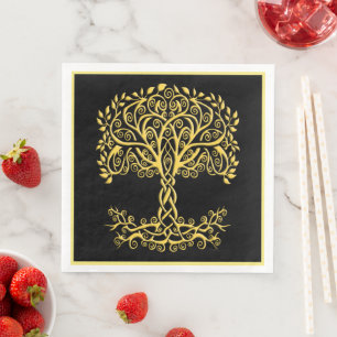 Serviette En Papier Arbre Celtique Jaune