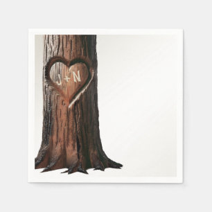 Serviette En Papier Arbre Creusé Souche de Coeur Mariage Rustique Mini