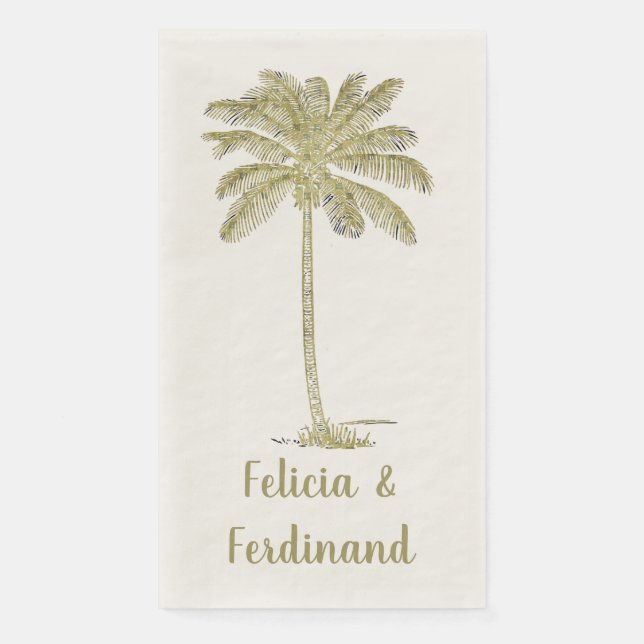 Serviette En Papier Arbre de cocotier aspect vintage  (Devant)