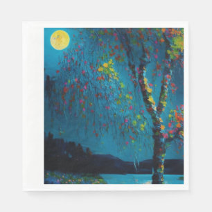 Serviette En Papier Arbre de la rivière lunaire magique dans le style