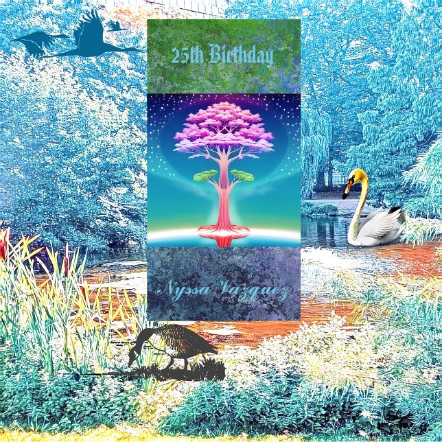 Serviette En Papier Arbre de la vie Soulful Greenery 25e anniversaire  (Tree Of Life Soulful Greenery 25th Birthday Party Paper Guest Towels)