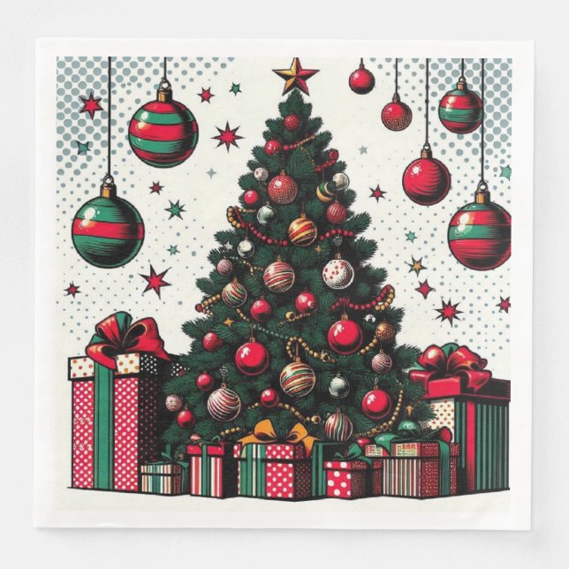 Serviette En Papier Arbre de Noël (Devant)