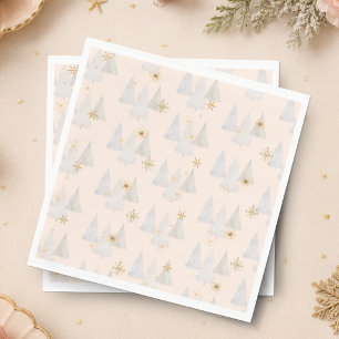 Serviette En Papier Arbre de Noël à l'aquarelle Flocon de neige Noël F