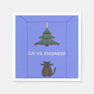 Serviette En Papier Arbre de Noël accroché au chat