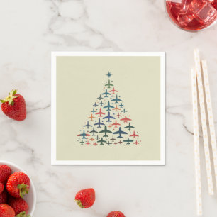 Serviette En Papier Arbre de Noël Avion Pilote Rétro Volant Vol