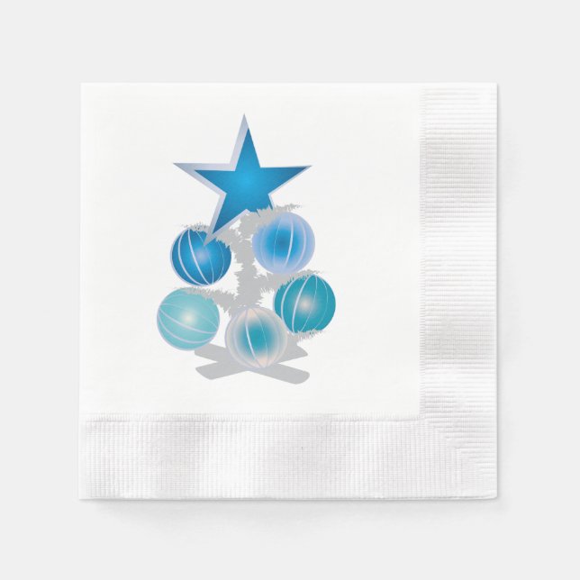 Serviette En Papier Arbre de Noël bleu (Devant)