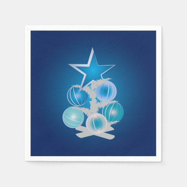 Serviette En Papier Arbre de Noël bleu (Devant)