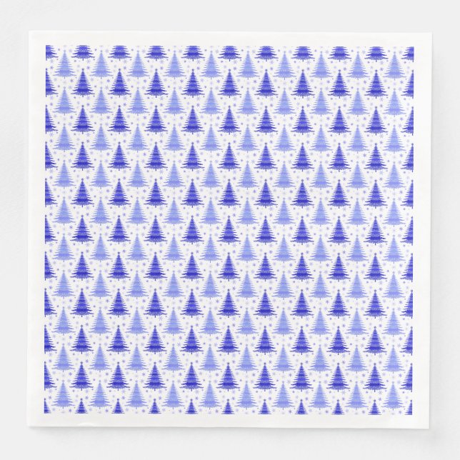 Serviette En Papier Arbre de Noël bleu Motif (Devant)