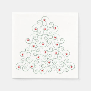 Serviette En Papier Arbre de Noël bouclé blanc