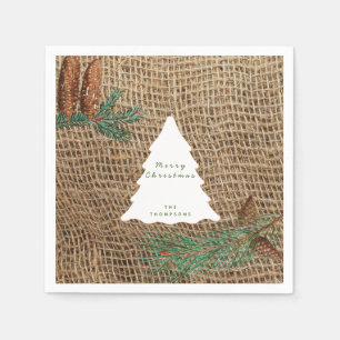 Serviette En Papier Arbre de Noël de la forêt de pins rustiques