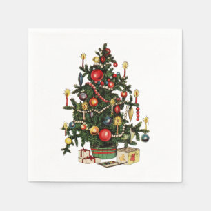 Serviette En Papier Arbre de Noël décoré vintage