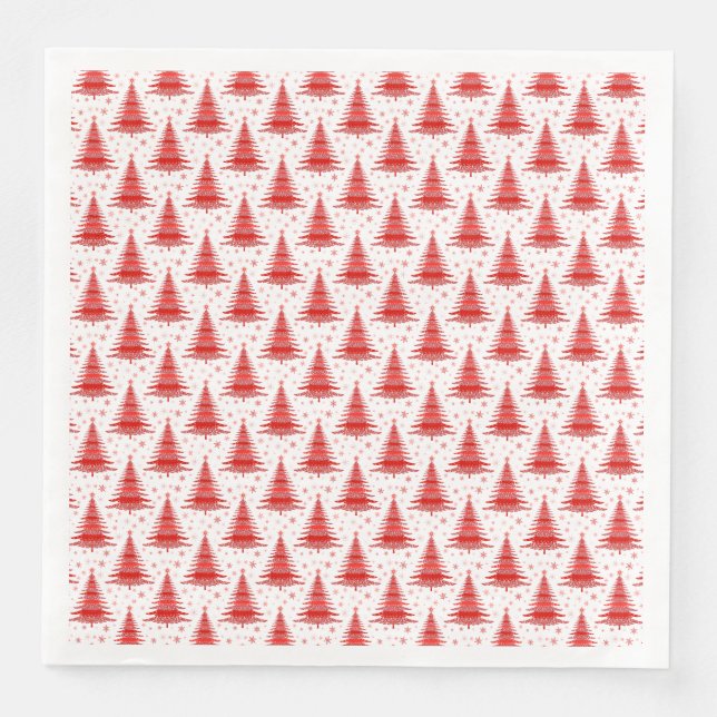 Serviette En Papier Arbre de Noël Design Motif rouge (Devant)