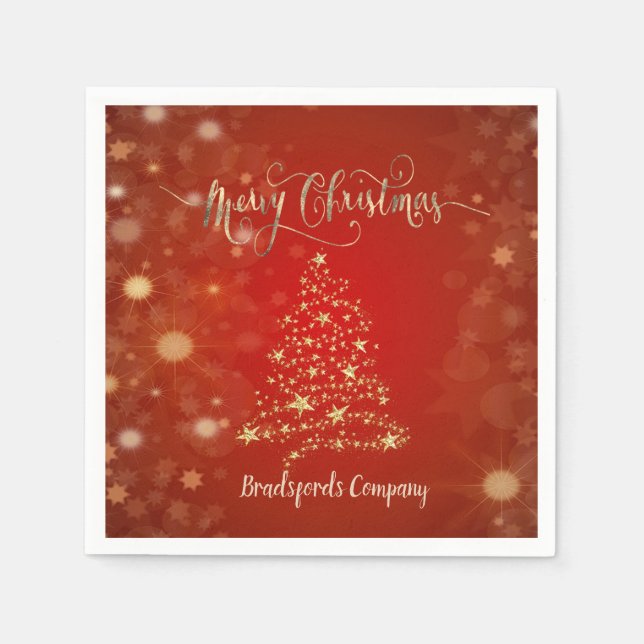 Serviette En Papier Arbre de Noël doré élégant (Devant)