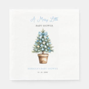 Serviette En Papier Arbre de Noël en Bow bleu Joyeux petit Baby shower