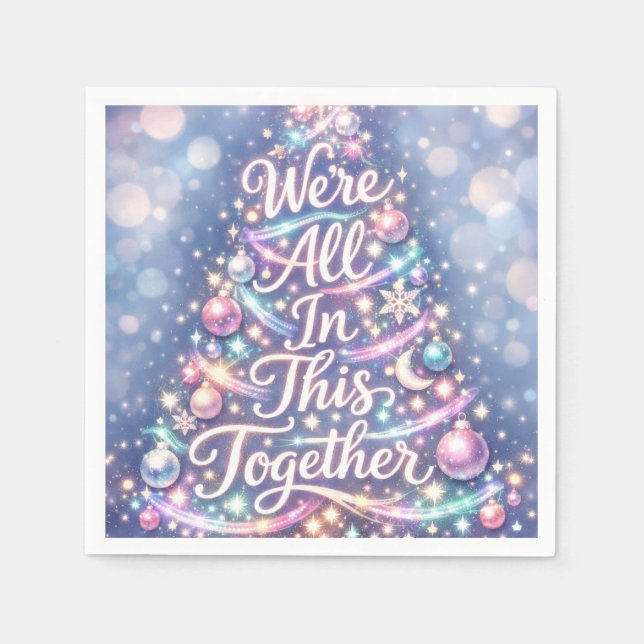 Serviette En Papier Arbre de Noël Étincelant avec Texte (Devant)