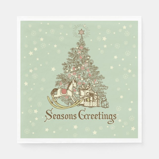 Serviette En Papier Arbre de Noël Etoiles de Cheval Rocking (Devant)