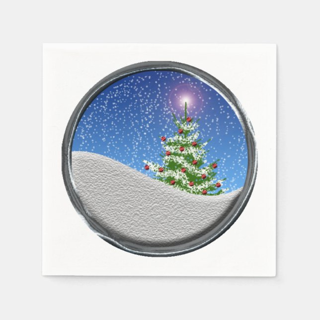 Serviette En Papier Arbre de Noël extérieur Tempête de neige (Devant)