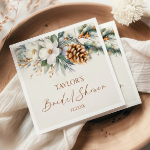 Serviette En Papier Arbre de Noël Floral d'Hiver Shower de Mariée