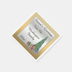 Serviette En Papier Arbre de Noël Glamour & Cadeaux Faux Brillant