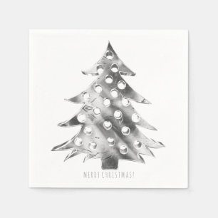 Serviette En Papier Arbre de Noël gris argenté Élégant moderne