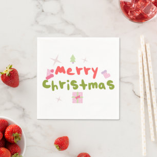Serviette En Papier Arbre de Noël Groovy Lettres Bulles