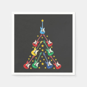 Serviette En Papier Arbre de Noël Guitare Électrique Amoureux de Musiq
