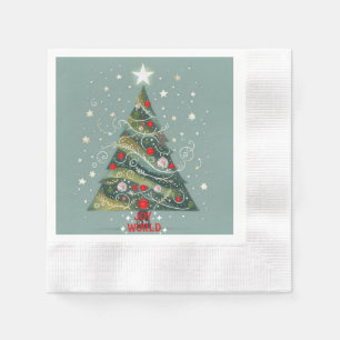 Serviette En Papier Arbre de Noël joie au monde