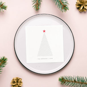 Serviette En Papier Arbre de Noël minimal   Red Star Clean Simple