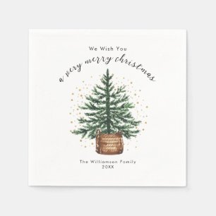 Serviette En Papier Arbre de Noël minimal simple aquarelle moderne